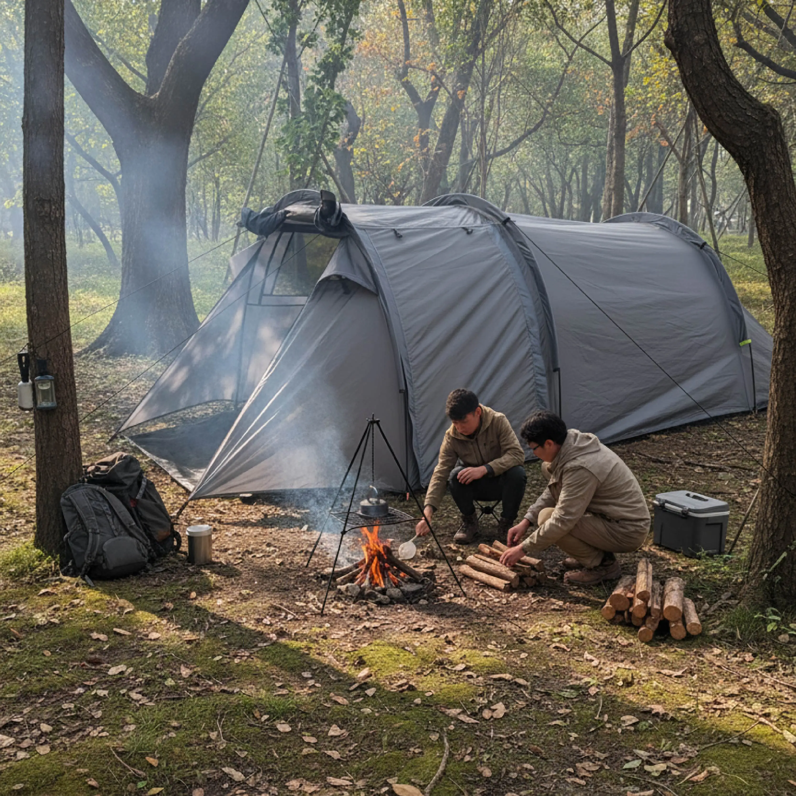 

Spacious 3-4 Person Portable Tunnel Tent Large Group Adventure Hiking Easy Setup Outdoor Camping Shelter