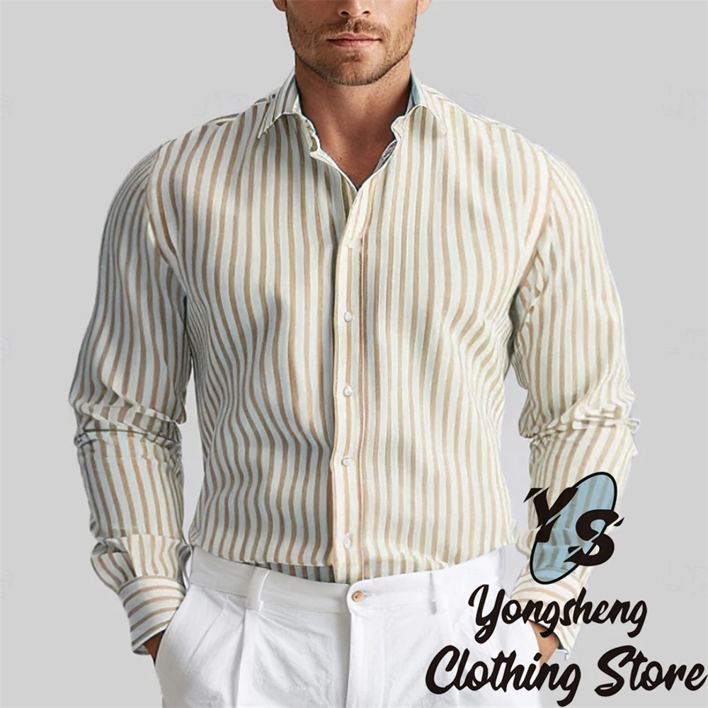 Men\'s Long Sleeve Shirts Striped Shirts Fashion Men\'s New Tops Casual Comfortable High Quality Extra Large Size Clothing