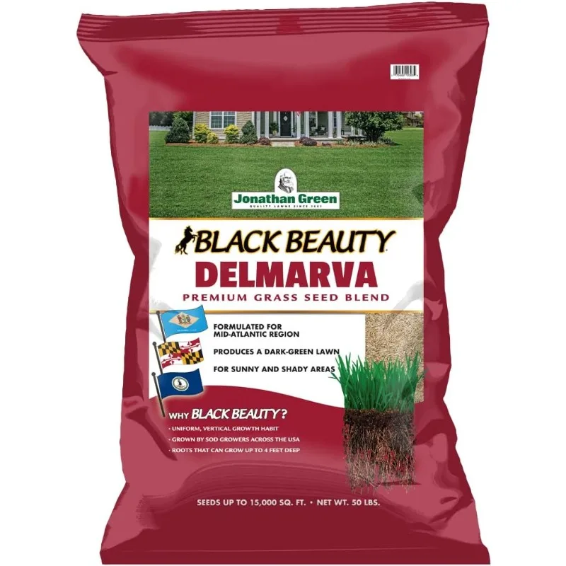 (10393) Black Beauty Delmarva Grass Seed Mix (Made for Maryland, Delaware, Virginia) - Cool Season Lawn Seed (50 lb.)