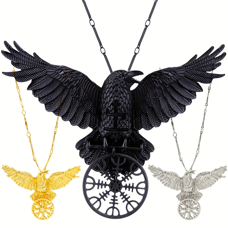 Halloween Cosplay Goth Crow Necklace Gothic Jewelry Streetwear Accessories Pendants Necklaces Leather Rope collares Gift