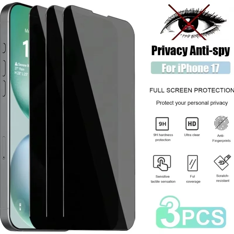 

Privacy Screen Protector Tempered Glass For iPhone 16 15 13 14 11 12 17 Pro Max Air 16e 8 7 Plus XR XS X SE Mini Protective Film