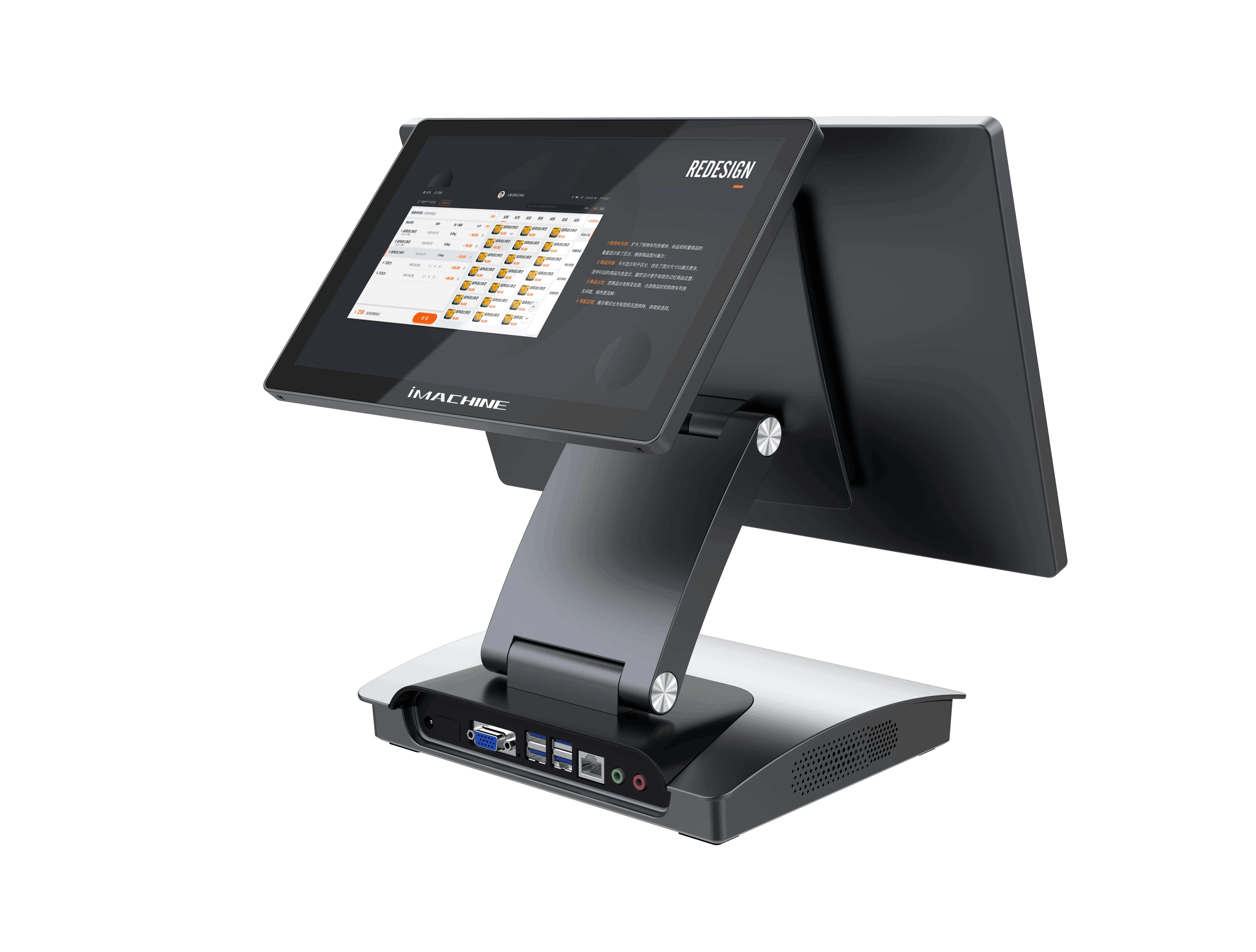 شاشة تعمل باللمس Win 11 J6412 Pos Terminal Desktop 15.6 بوصة + 10.1 بوصة شاشة مزدوجة طلب مطعم ذكي مع أنظمة BT WIFI Pos #4