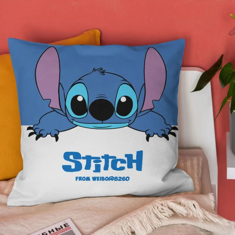 Disney Pillowcase Cushion Cover Lilo & Stitch Throw Pillow Cover for Sofa Car Cartoon Boy Girl Gift 40x40cm