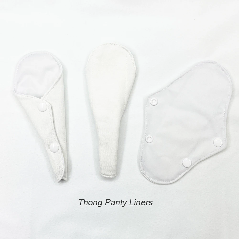 Bamboo Cotton Thong Panty Liners for Women, Thin Breathable Small Reusable Pads for Everyday Comfort, 5 Pieces Set
