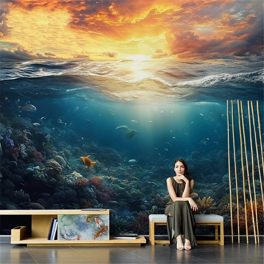 custom Sea painting mural Photo Ocean Scenery Wallpaper Large Mural Bedroom Kids Room Background Wallpaper For Walls Home Decor