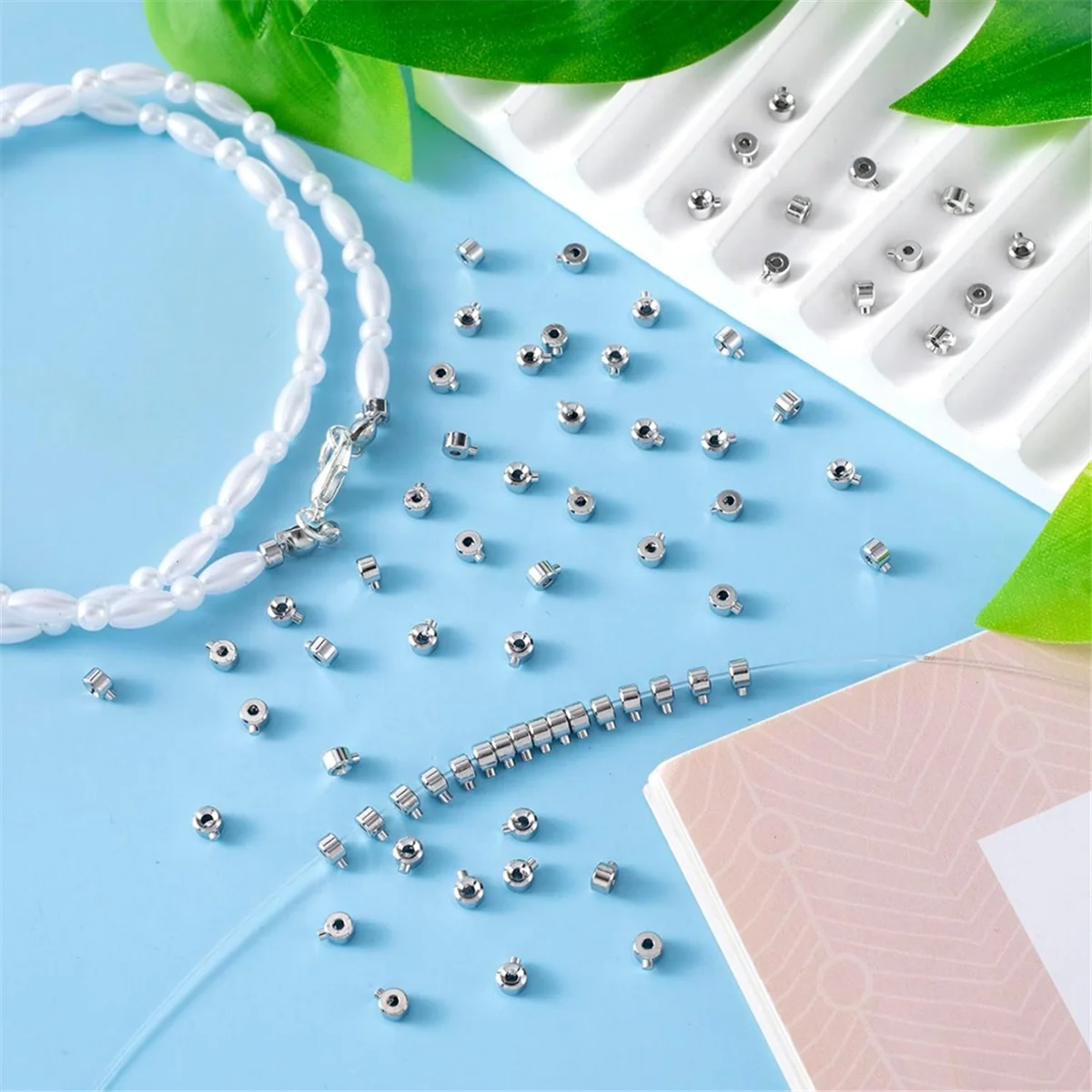 ABQR 20 قطعة تجعيد الخرز لصنع المجوهرات ، خرز فاصل الفضة المعدنية حبة التوصيل تجعيد قلادة لقلادة سوار أ