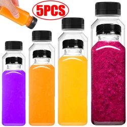 Plastic Clear Empty Seal Bottle with Screw Cap DIY Fruit Juice Milk Beverage Container Birthday Party Travel Practical Bottles