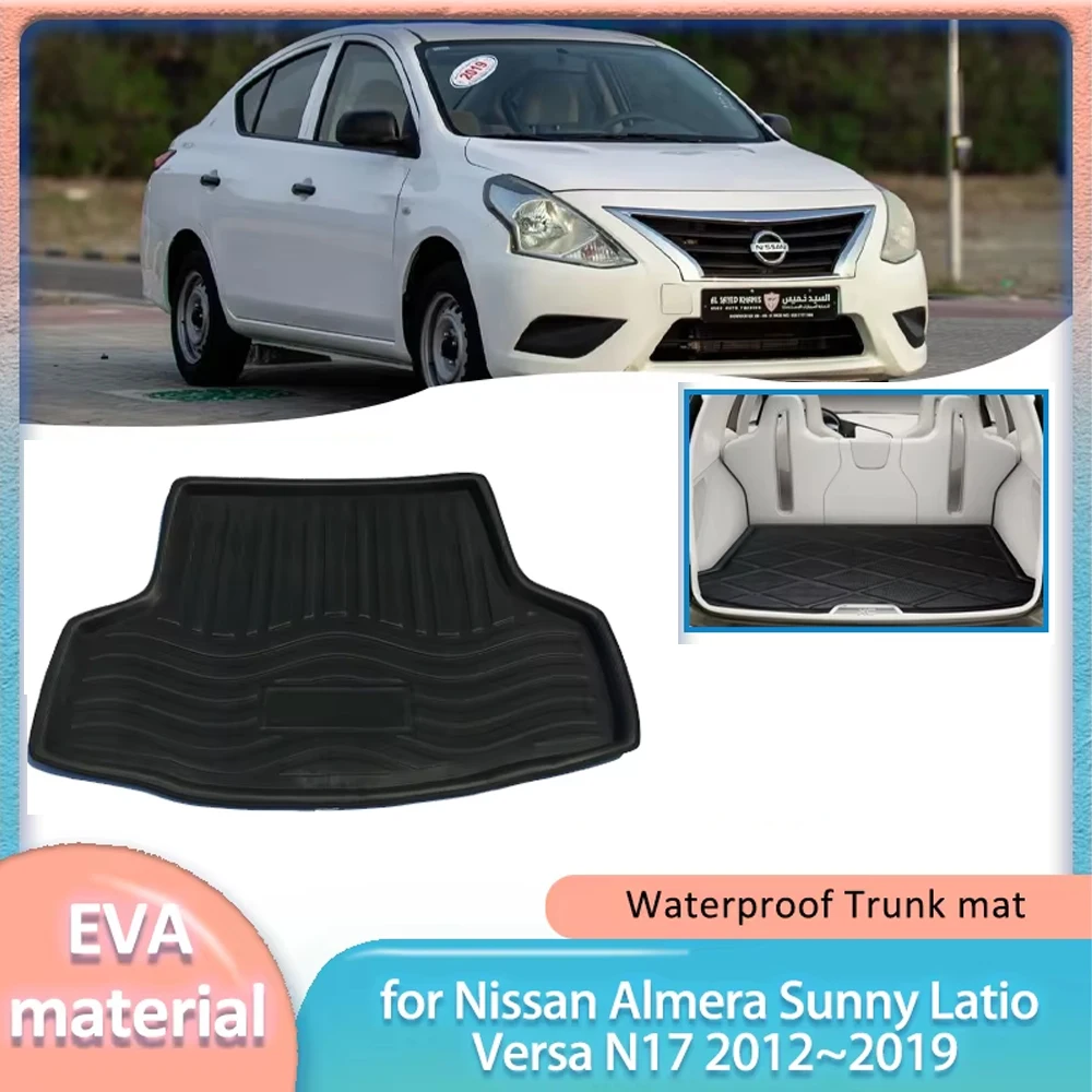 for Nissan Almera Sunny Latio Versa N17 2012~2019 Trunk Mat Boot Liner Cargo Floor Luggage Carpet Waterproof Cover Accessories