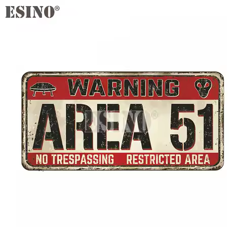 Funny Warning Area 51 No Trespassing Restricted Area PVC Adhesive Decal Waterproof Car Body Sticker Pattern Vinyl