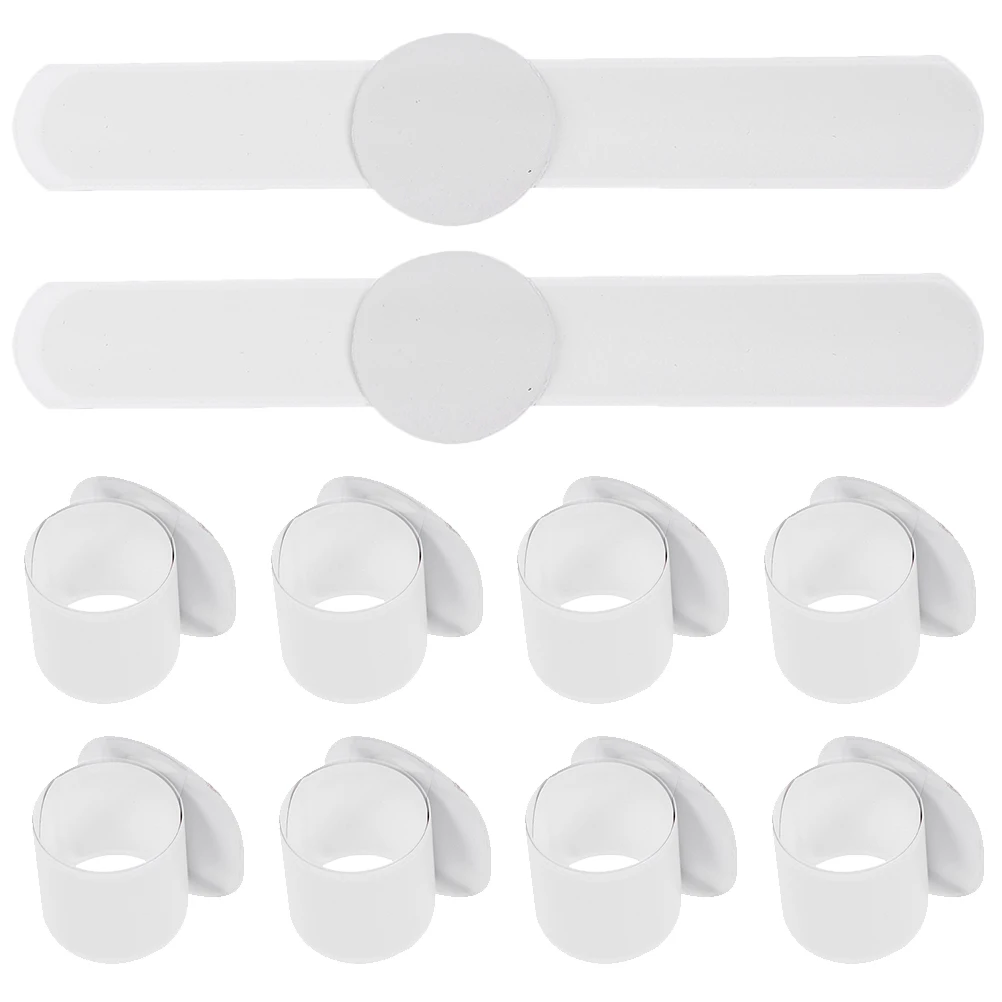 10 個の白いスラップブレスレットブランクスナップリストバンド DIY ペイントクラフトパーティー記念品アクセサリー軽量快適な肌に安全