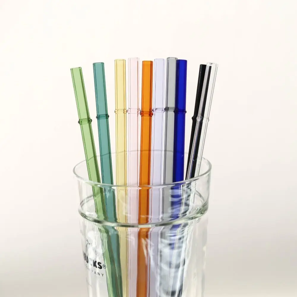 3Pcs 23cm Glass Straws Reusable Long Heat-resistant Drinking Straws Cup Accessories Color Straws for Smoothies Cocktails