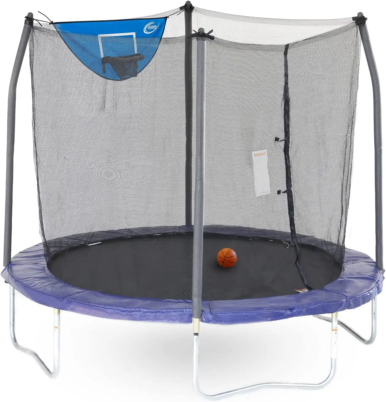 Jump N' Dunk 8 FT, 12 FT, 15 FT, Round Outdoor Trampoline for Kids with Enclosure Net, Basketball Hoop, AS