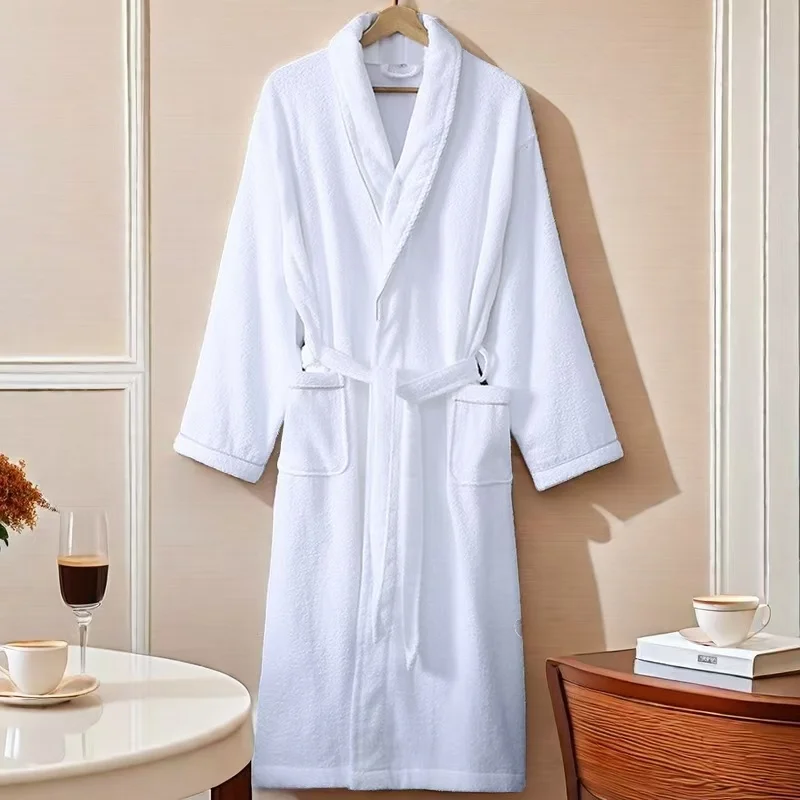 100% Cotton Bathrobe Plus Size Women Pijamas Summer Diamond Bath Robes Bridesmaid Mid-Calf Waffle Dressing Gown Men Sleepwear