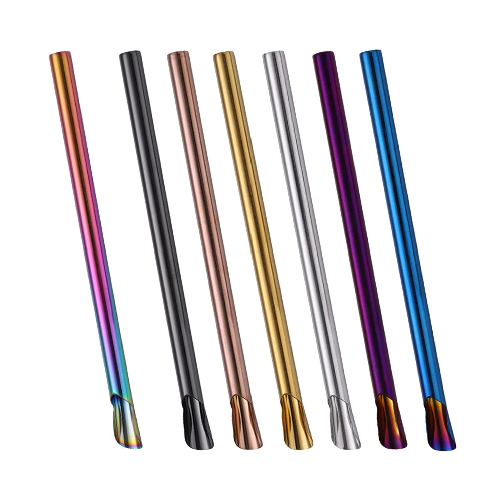 

7pcs Stainless Steel Straws Reusable Metal Drinking Straw For Milk Tea Smoothie Colored Stirrer Washable Kitchen Barware