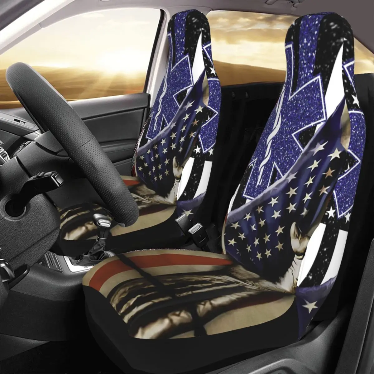 Heroes Hand Car Seat Cover Custom Printing Universal Front Protector Accessories Cushion Set