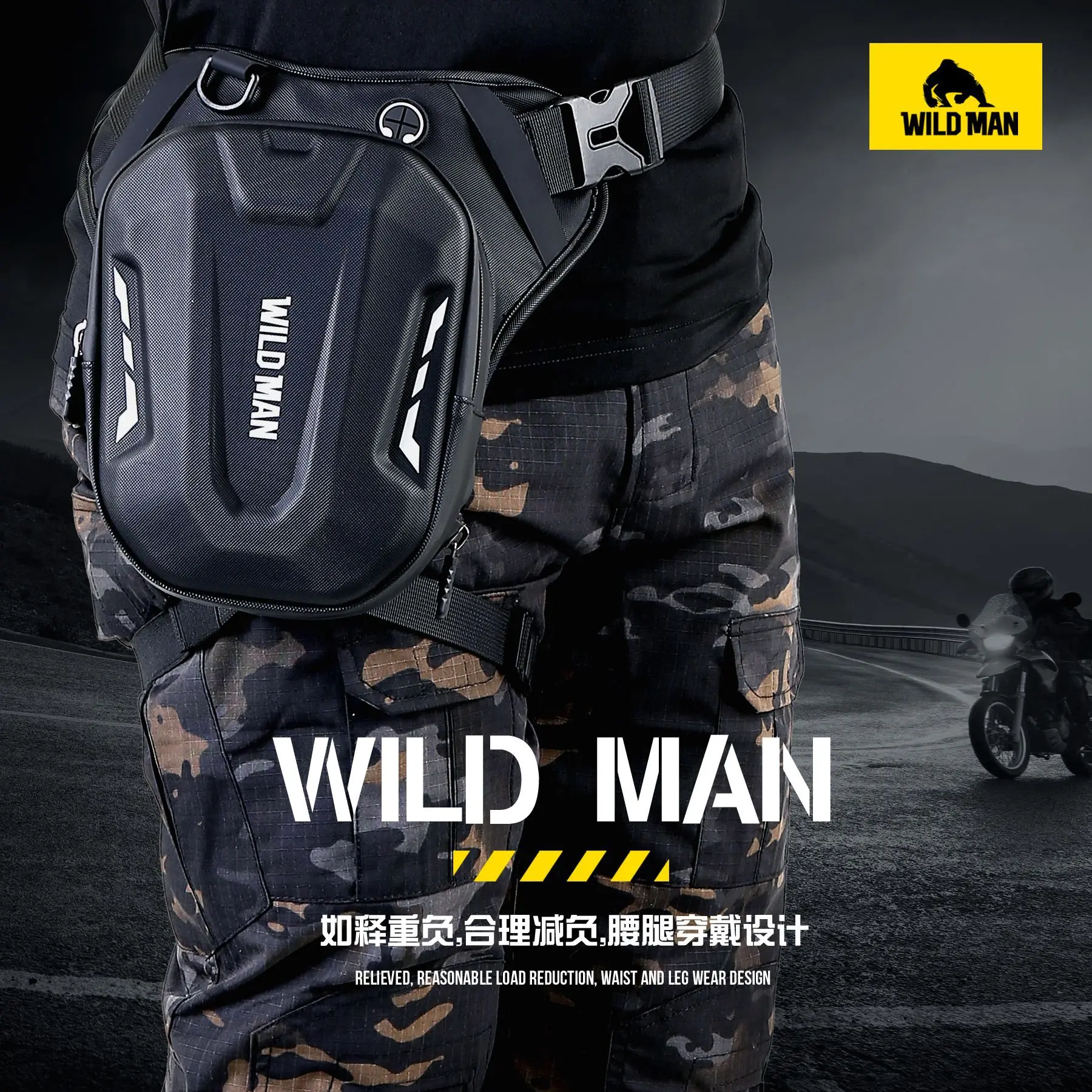 Men's Cycling Drop Waist Bag Waterproof Motorcycle Leg Side Bag Hard Shell Outdoor Sport Waist Bag Motorcycle Travel Equipment