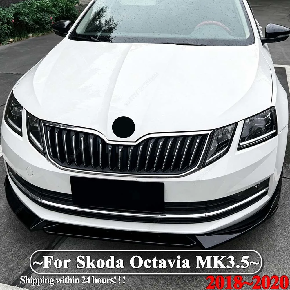 

Car Front Bumper Splitter Lip Spoiler Diffuser Protector Glossy Black Kits For Skoda Octavia MK3.5 2018-2020 Accessories Tuning