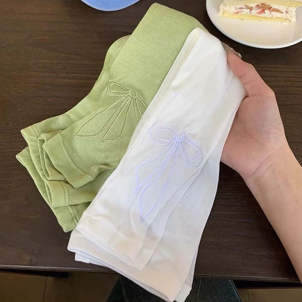 Trendy Sweet Bow Ice Sleeves Korean Style Anti-UV Breathable Long Arm Sleeves Quick Drying Thin Arm Sunscreen Covers Sport