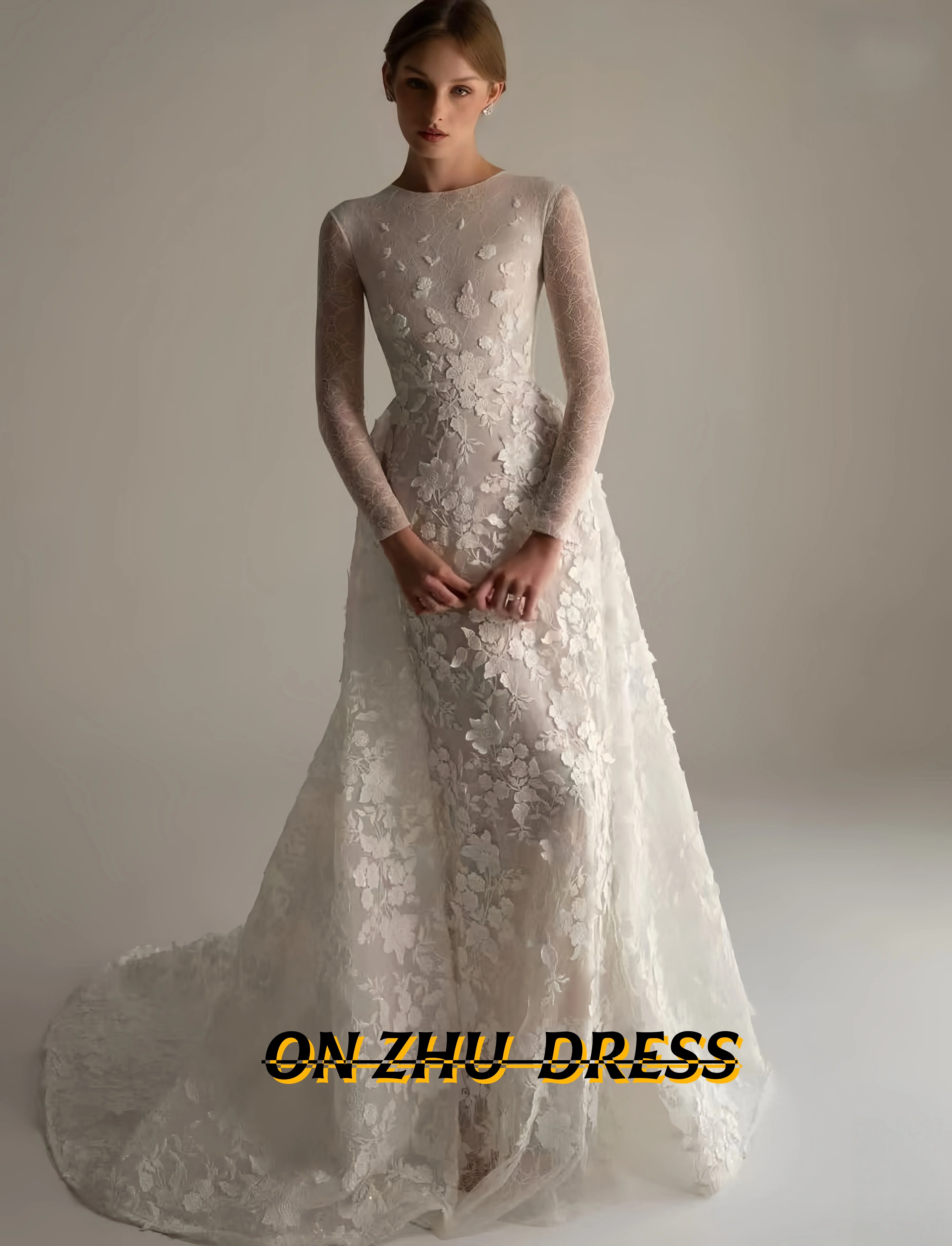 

Customized dress round neck long sleeves Mermaid detachable tail Women's evening dresses luxurious evening dresses party dresses