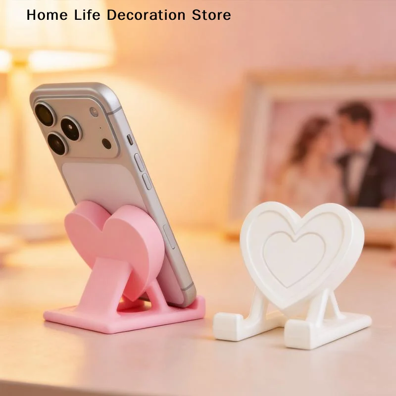 【H】3D Printed Heart Shaped Phone Stand Stable Non Slip Base Great For Home Office Desktop Valentine's Day Gift For Girls