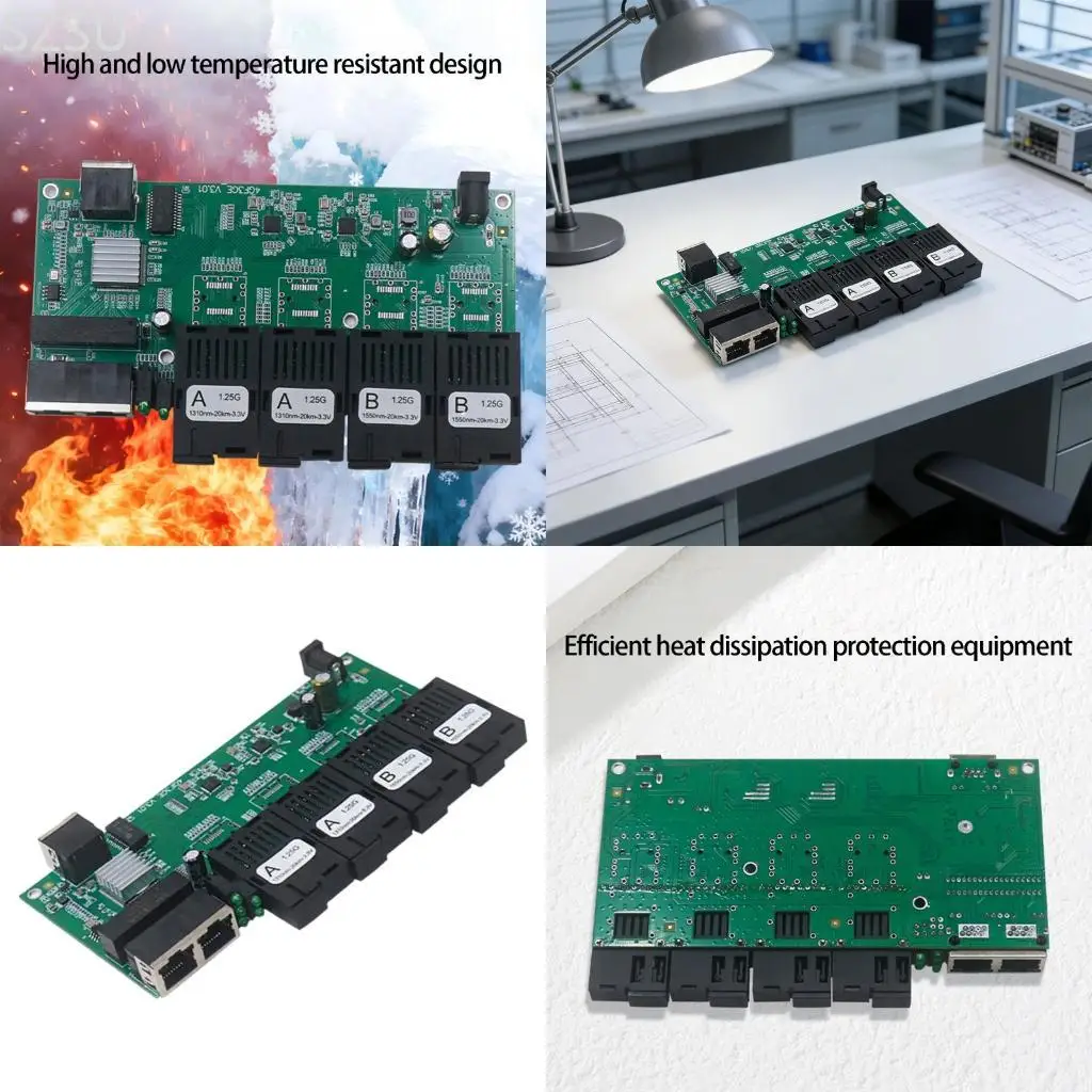 SZSU Efficient 1.25Gbps Fiber Opt Converter Transceiver 4 Light 3 Electric Channel Single Mode 20KM Ranges