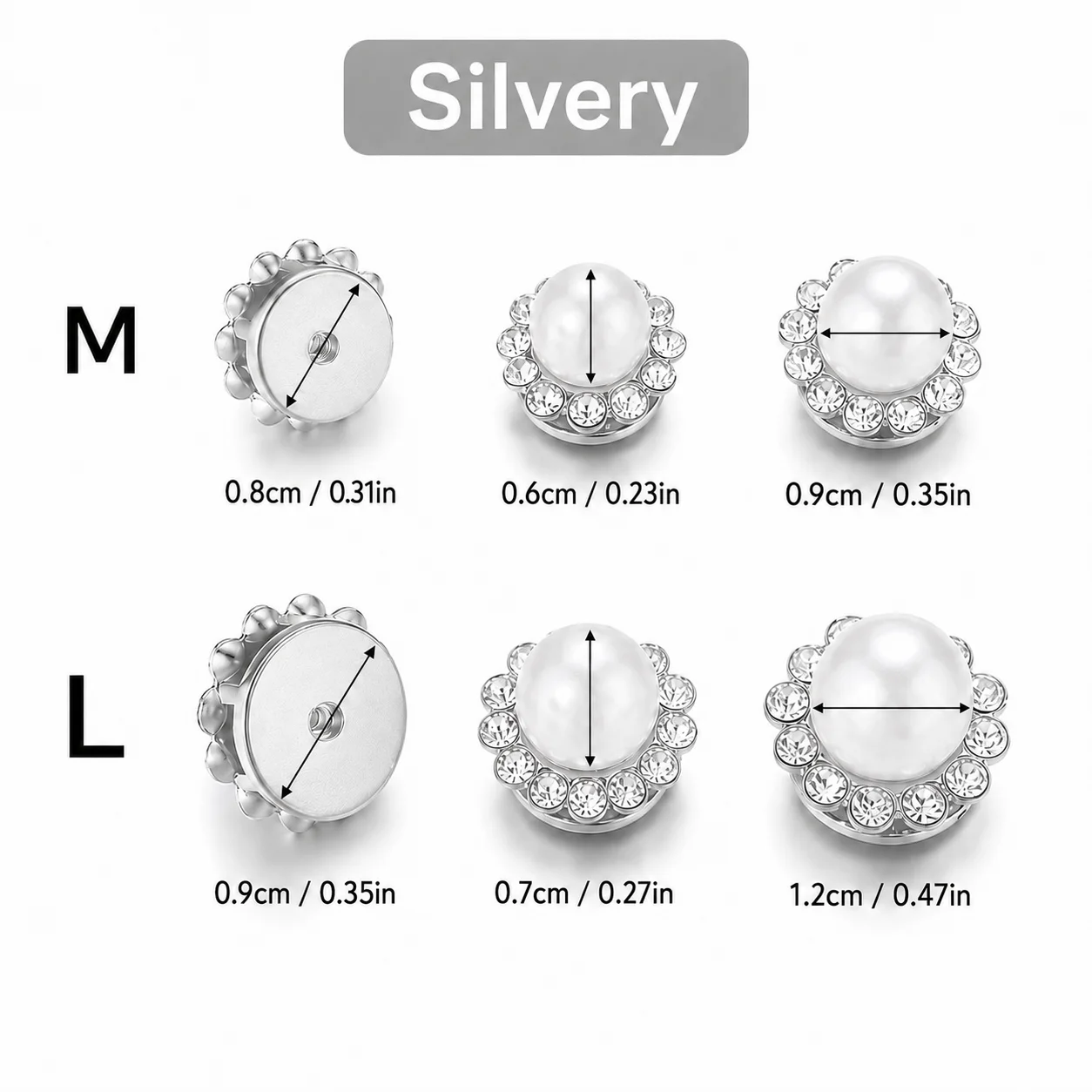 50 Stück Gold- und Silber-Strass-Perlen-Nähperlen – glitzernde und elegante Verzierungen für Schmuck, Heimwerkerarbeiten – Detail 6