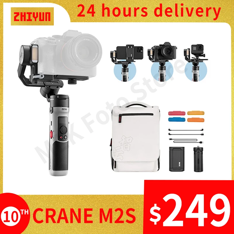 ZHIYUN CRANE M2S 3-Axis Mirrorless Cameras Gimbal Handheld Stabilizer for Sony Canon Action Compact Camera iPhone 14 PRO MAX