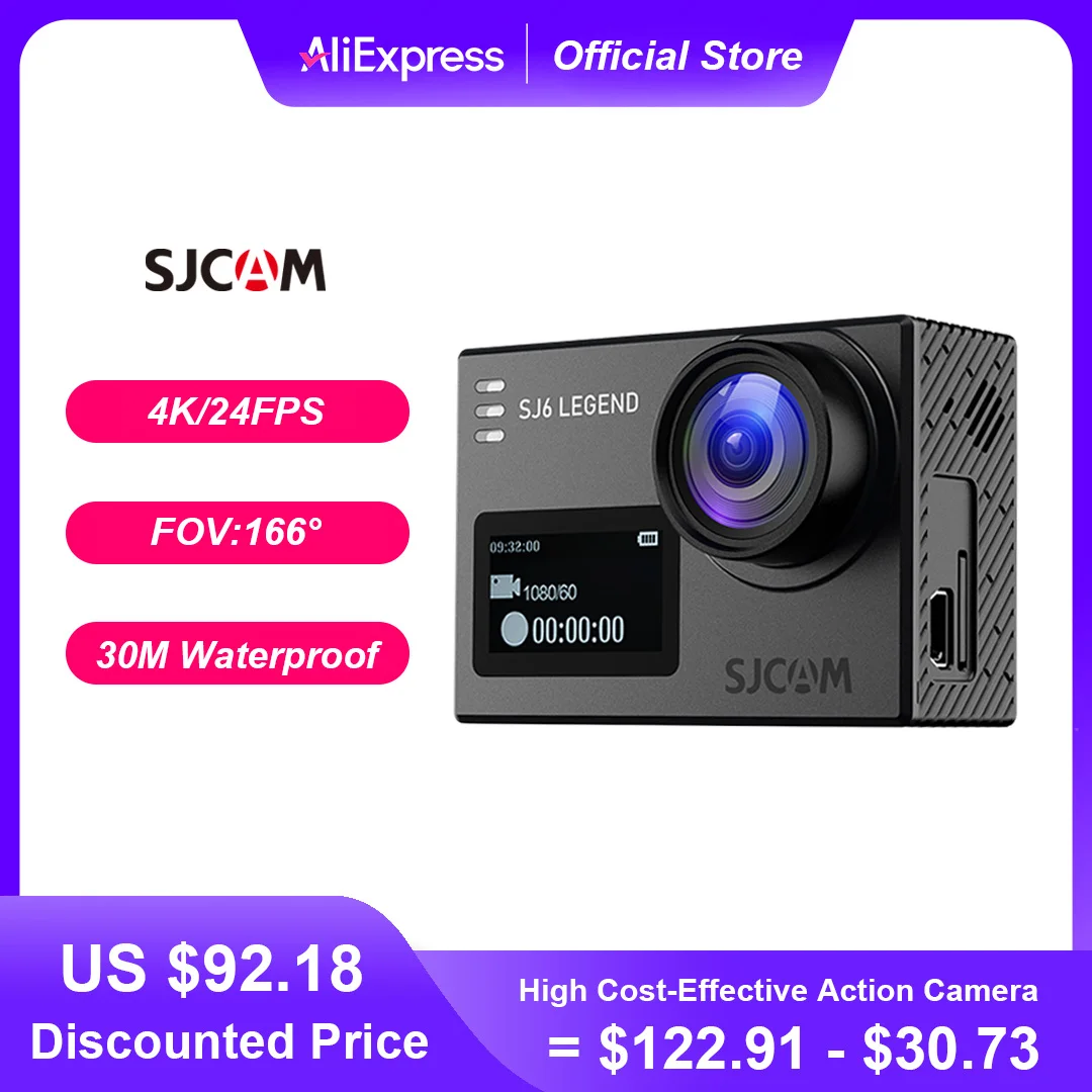 

SJCAM SJ6 Legend Action Camera 30M Waterproof 4K Gyro Stabilization Sports Cam 2.0" Touch Screen 2.4G WiFi