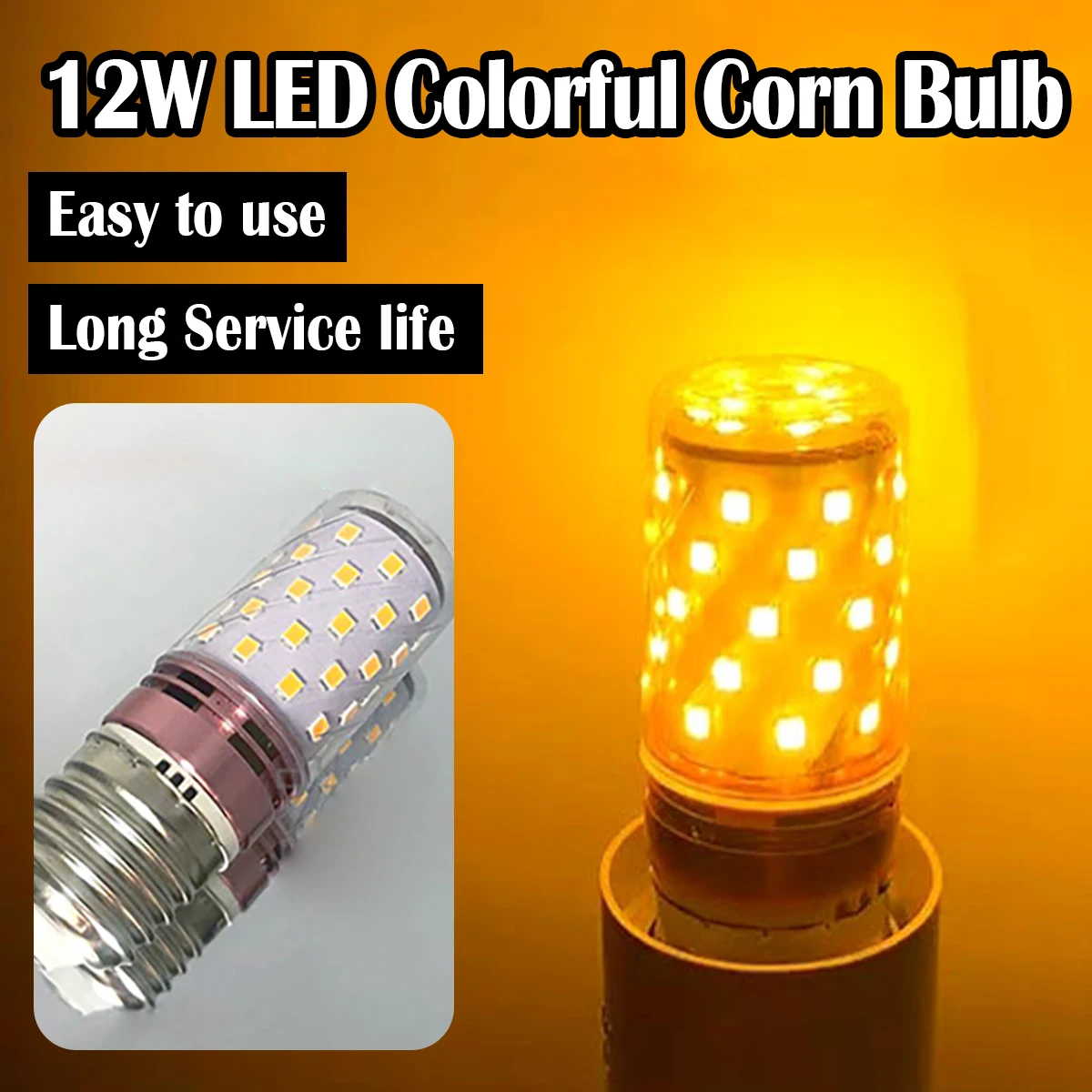 

E27 Led Colorful Corn Bulb Red/blue/green/pink/purple/yellow 220v 270/beam Lampada 12w SMD 2835 Chip Light No Flicker Party Home