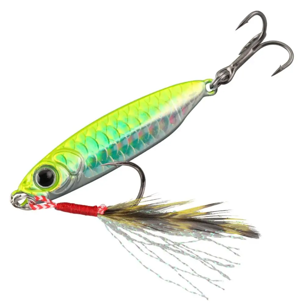 New 7g/15g Feather Metal Fishing Lures Floating Minnow Baits Long Casting Lure Red Green Minnow Lures Winter Fishing Accessories