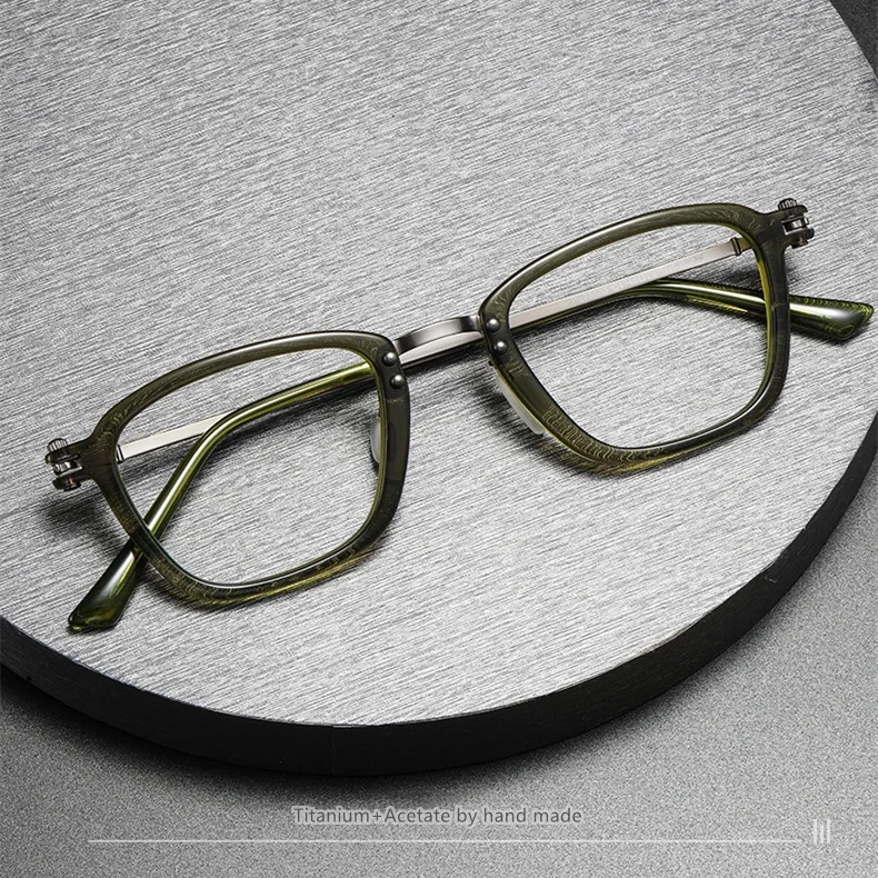 

Italian Industrial Style Acetate+ Titanium Handmade frame Rectangular shape frames Optical Glasses RLT5880