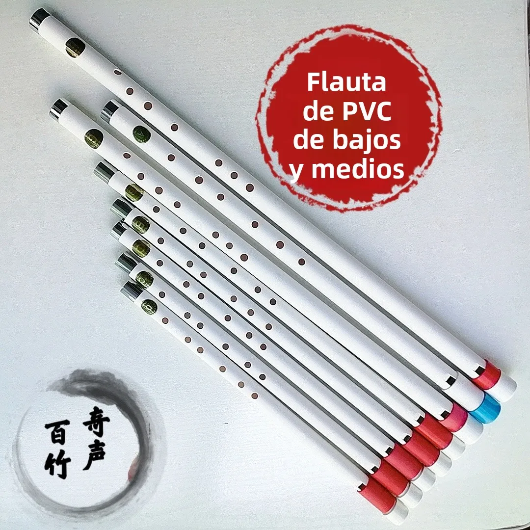 Flauta india de ocho agujeros de PVC hecha a mano, de tono bajo a medio, con so extraño de bambú, instrumento musical par...