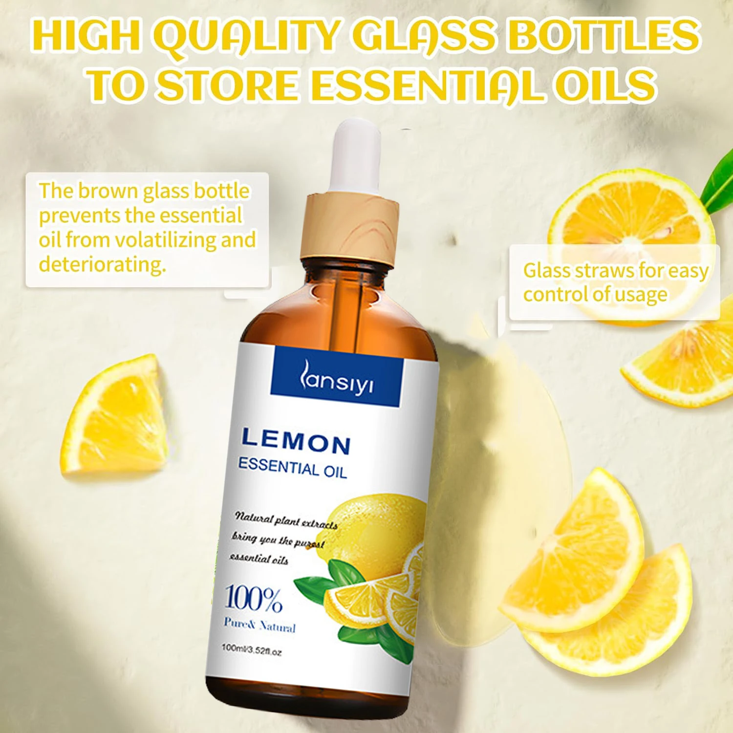 100ml 100% Natural Lemon Oil Essential Oil for Skin, Self-Care for Cleaning, Diffusion, DIY, Aromatherapy - Refreshing Scent