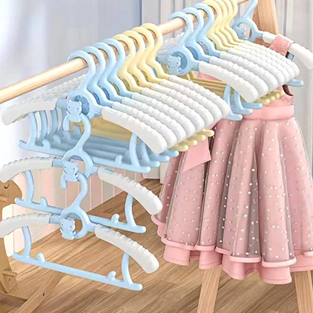 10pcs Telescopic Baby Hangers Clothes Organizer Closet Non-slip Kids Coat Clothing Support Wardrobe Storage Racks Space Saving