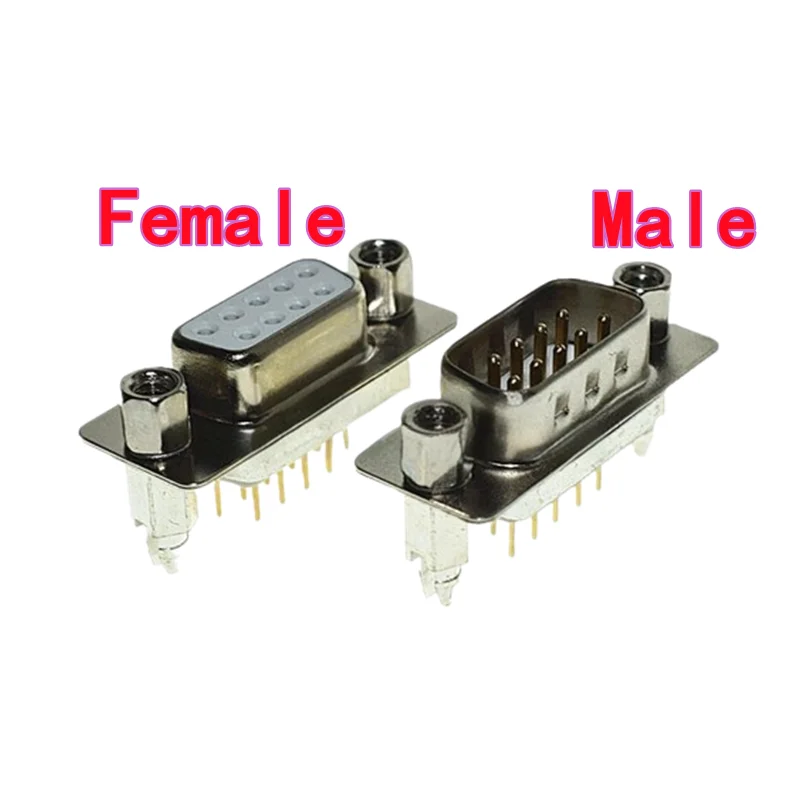 5PCS DP9 Male/Female Headers 9P White Tape Fish Fork Rivet Nuts DB9 Straight Plug Gold-Plated PCB Socket for RS232 Straight Pin
