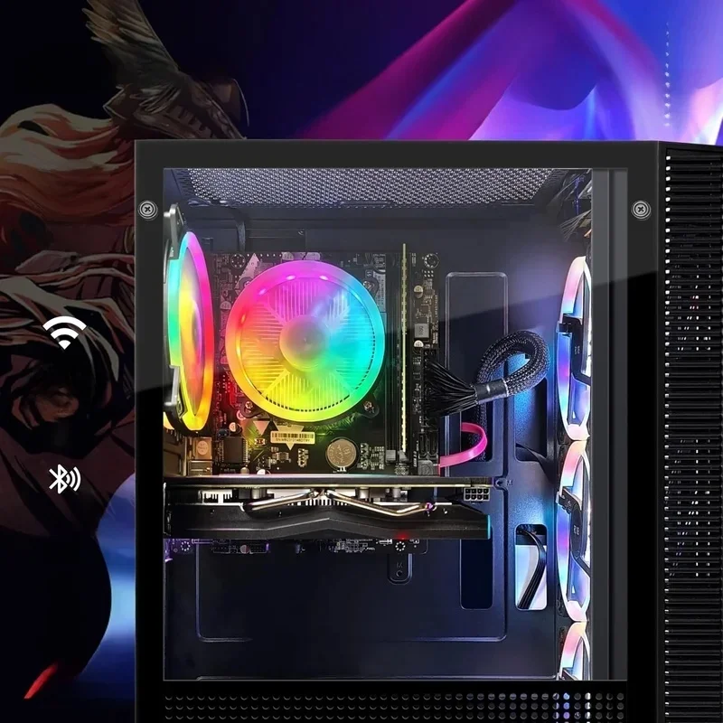 PC desktop da gioco, Radeon RX 580 8G GDDR5, decima generazione G5905 3,5G, 16G RAM, SSD 512G, WiFi, BT 5.0, ventola RGB x 4, tappetino per mouse RGB