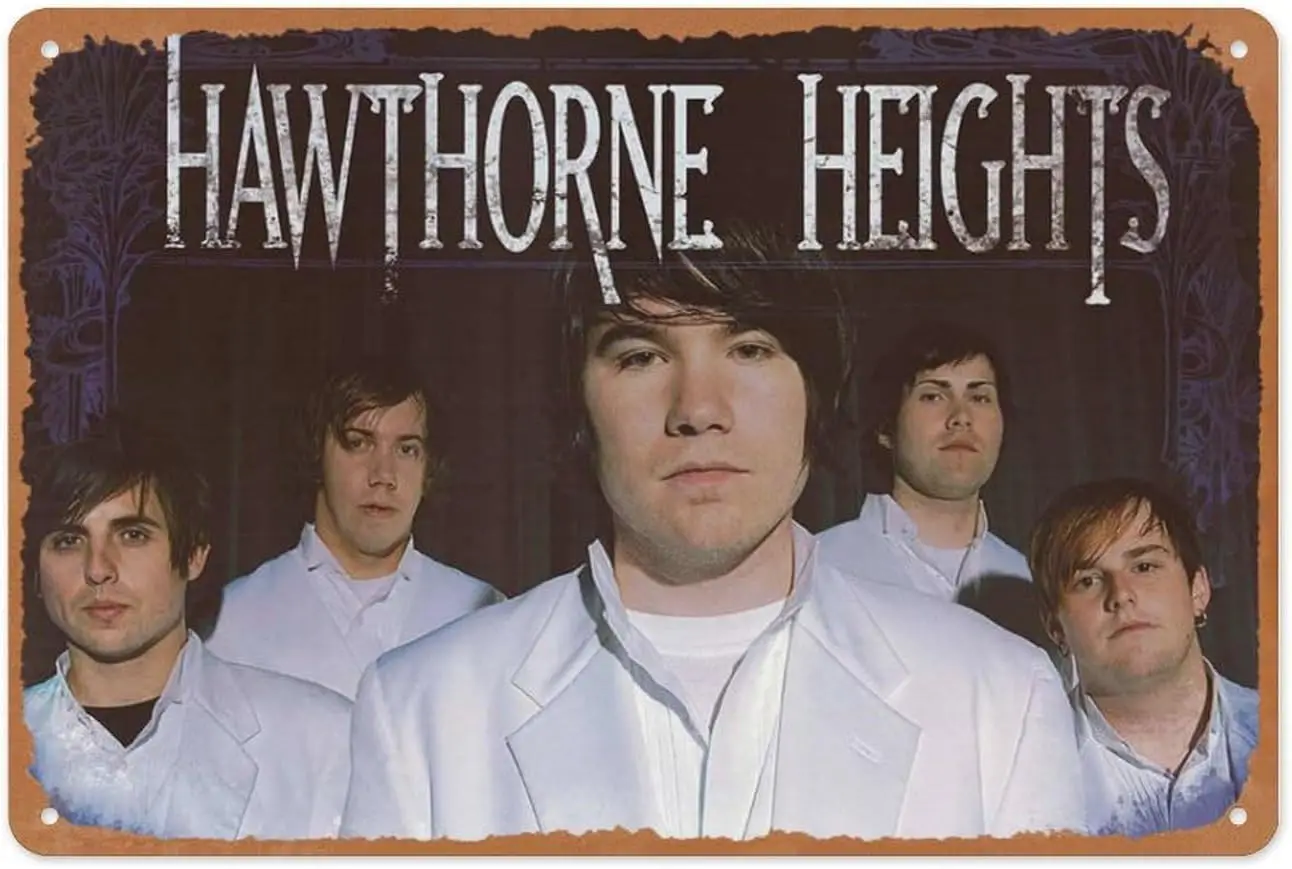 Vintage Metal Sign - Hawthorne Heights Band Portrait - 8x12 Inch Wall Art for Garage, Man Cave, Game Room, Coffee House Or Home