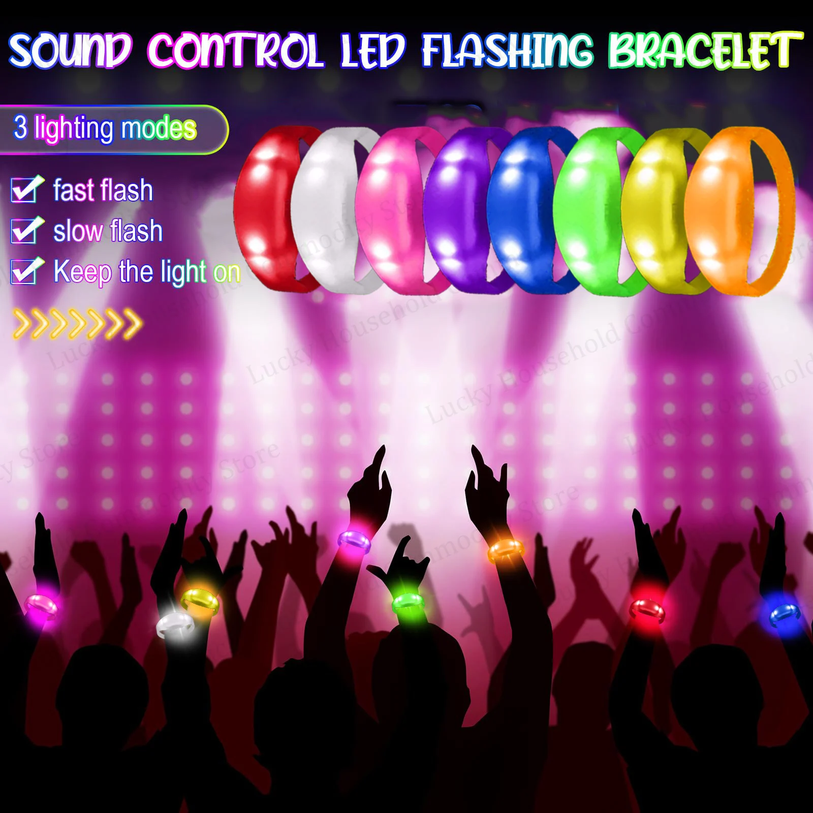 Music & Sound Activated Glow Bracelets Led bracelets Neon Colorful Wristband Wedding Party Accessories for Concert Camping