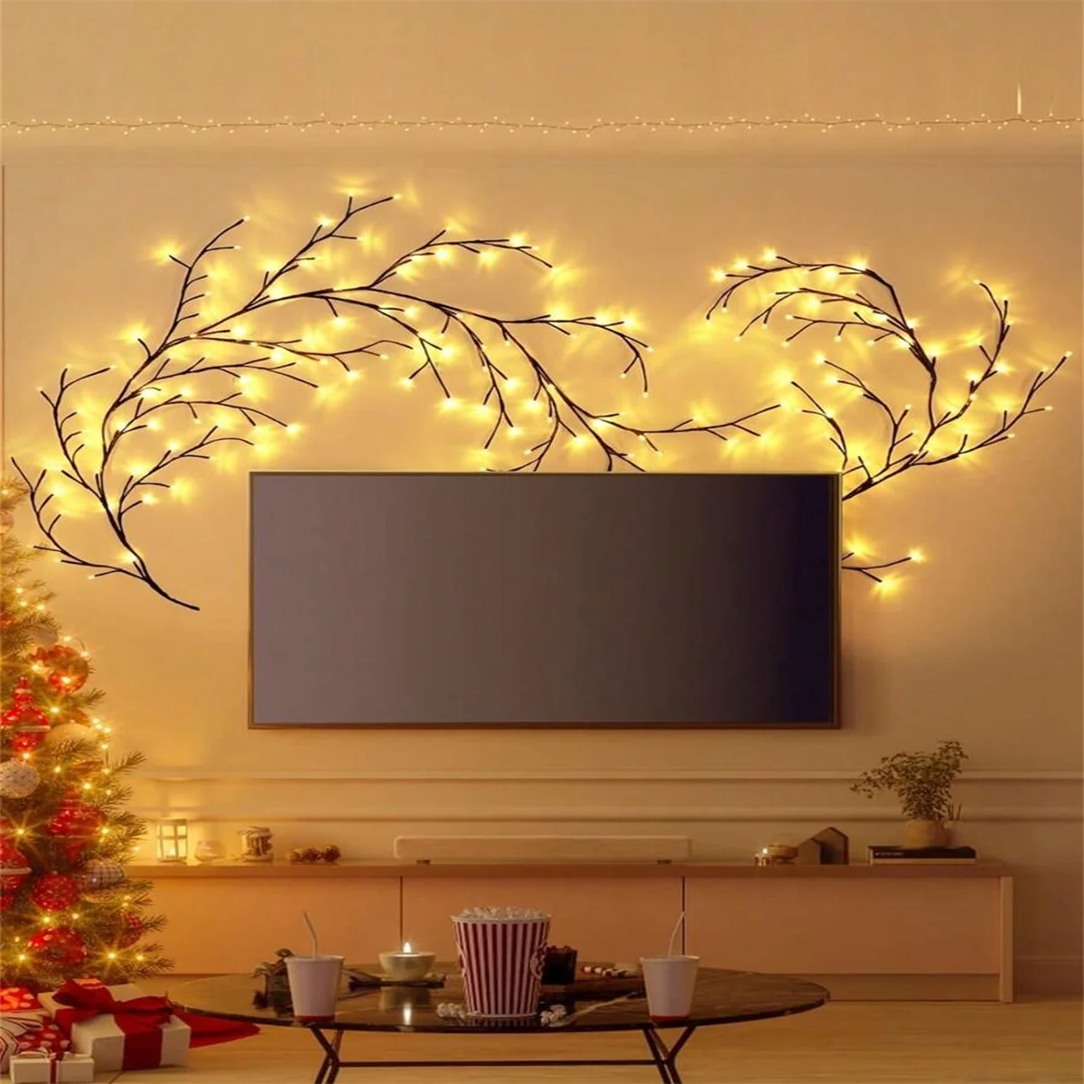 1PC 96 Led USB Tree Branch Rattan Lights 8 Modes Colorful String Lamp For Wedding Bedroom Decoration