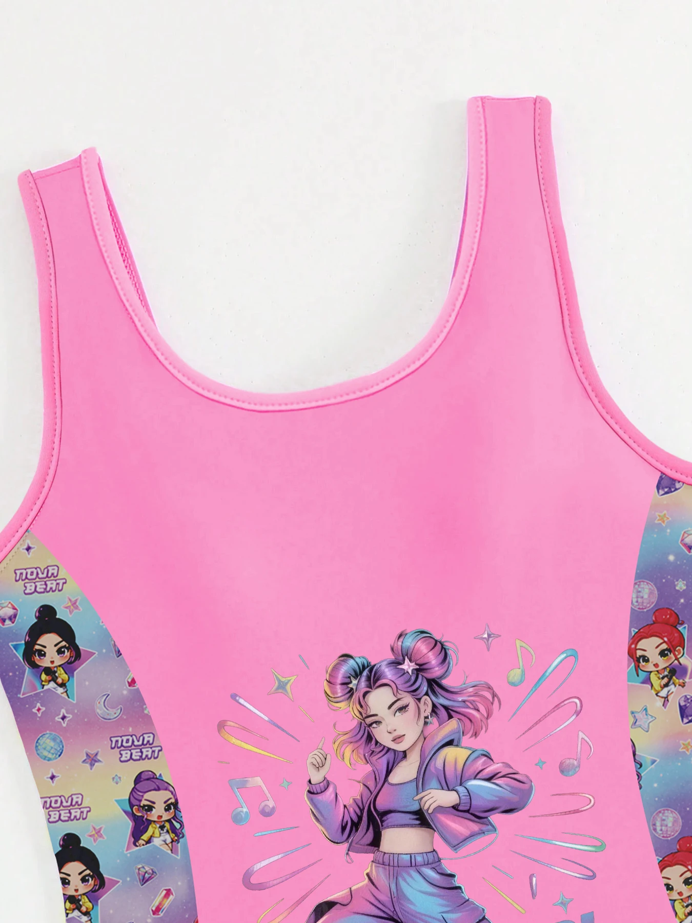 Sommer-Badeanzug-Set für Mädchen: Einteiliger Badeanzug mit K-Pop-Cartoon-Idol-Print + Badehose (2-teiliges Set) – Strand-Badebekleidung für Kinder, Ava – Detail 5