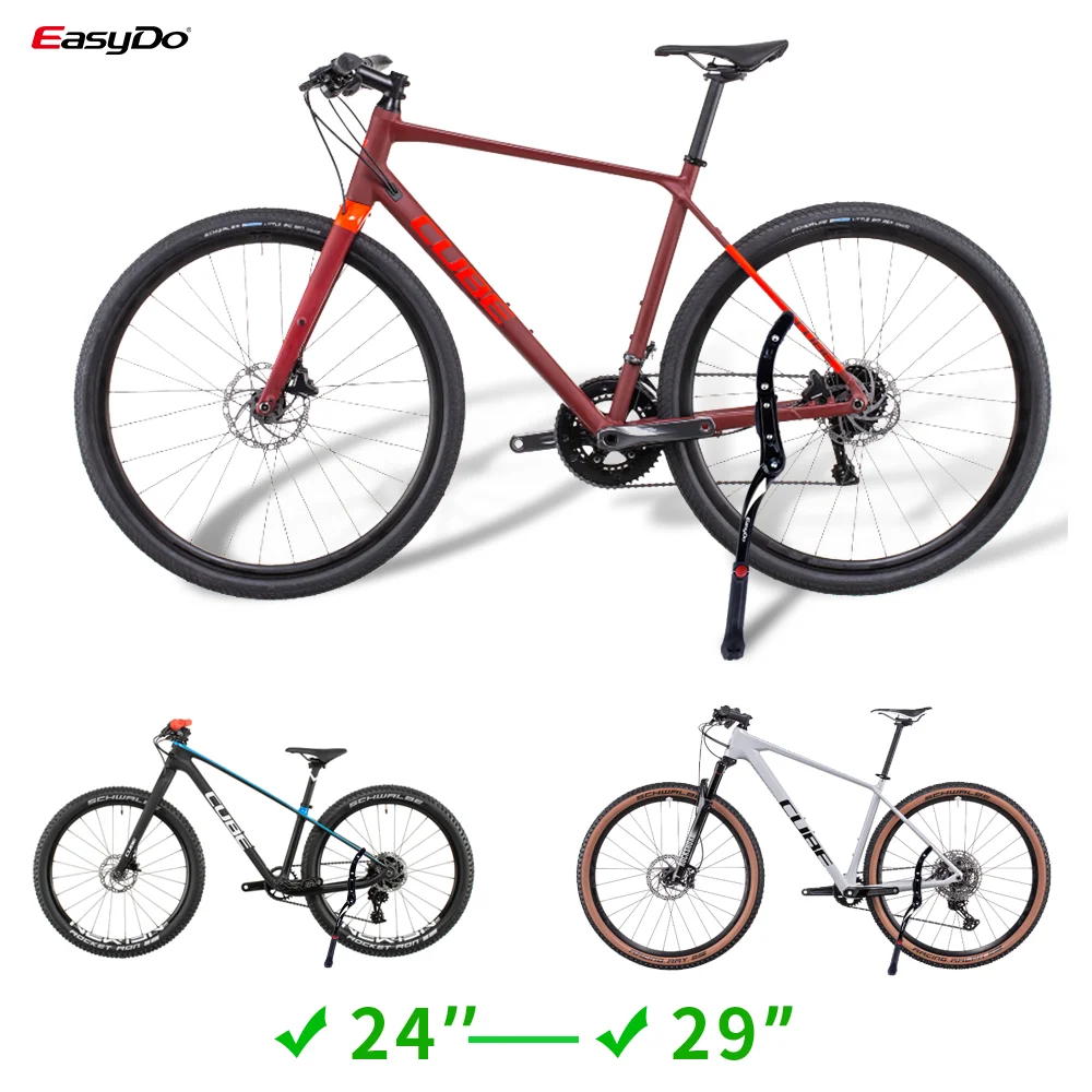 Easydo Bicycle Stand Aluminum Alloy Side kickstand Bicycle Universal for 26-29 Inch MTB Road Bike Height Adjustable Rubber Foot