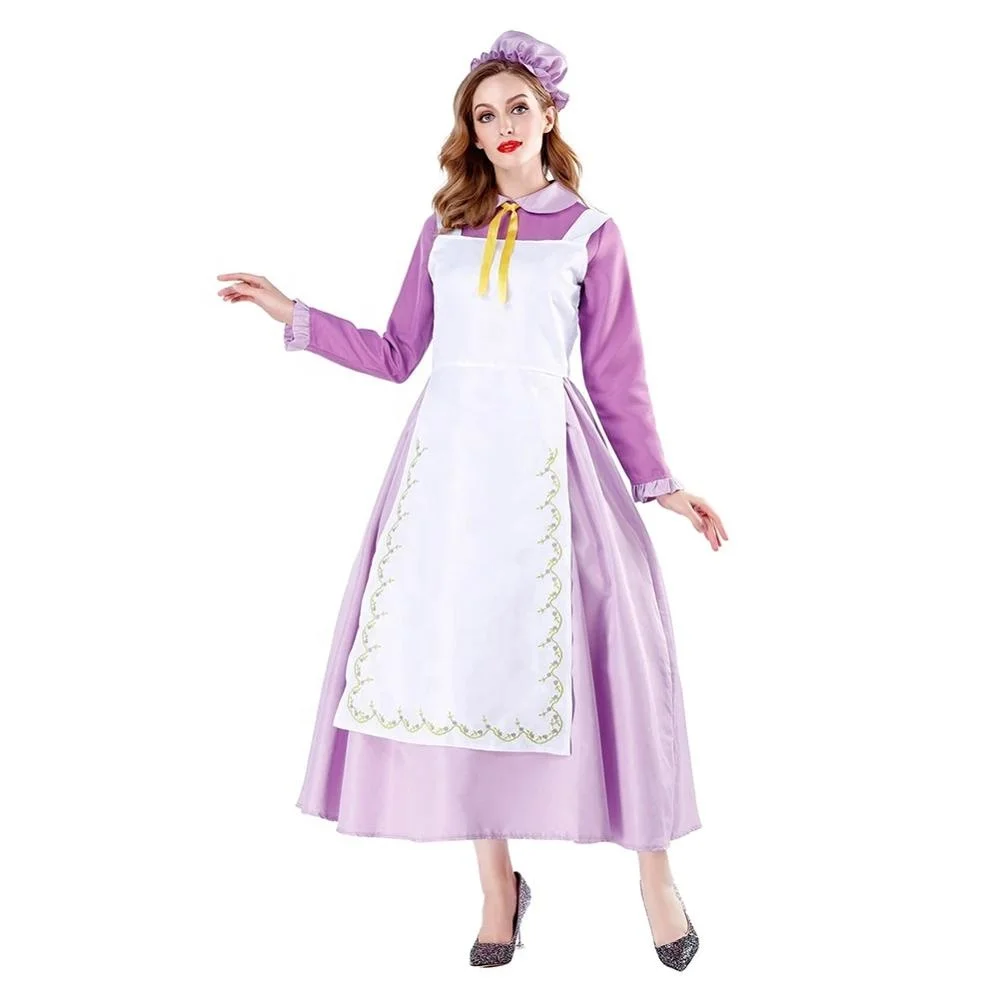 

Women Halloween Victorian Long Apron Maid Costumes Dress