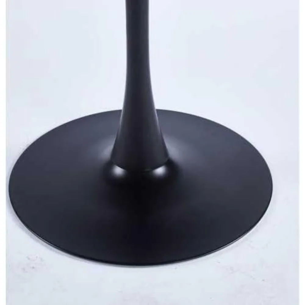 Black Square Tulip Table for 2 Person, 24" Small Dining Table with Metal Pedestal Base, Modern Kitchen Table for Small Space