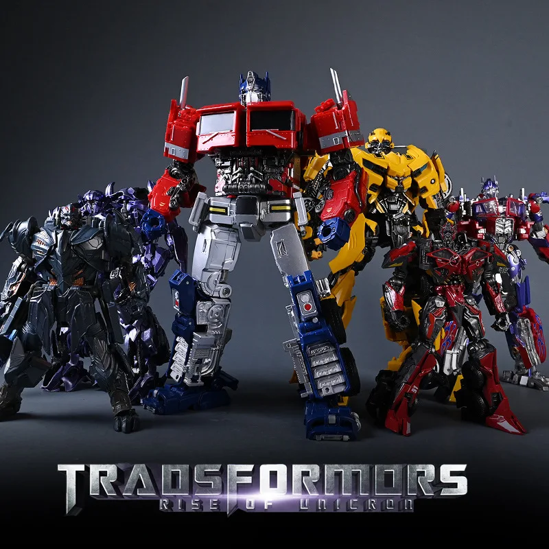 Figuras de Anime transformación Robot coche de juguete Optimus Prim Bumblebee obra maestra Megatron niño regalo de cumpleaños modelo decoración de escritorio