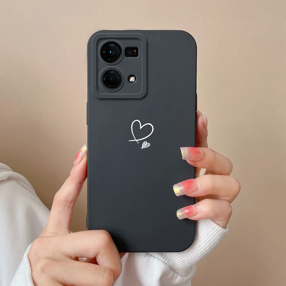 For OPPO Reno 7 Pro 7Z Phone Cases Heart Funda Soft Liquid Silicone Camera Protection Back Cover For OPPO Reno7 Lite 7 Z 7Pro