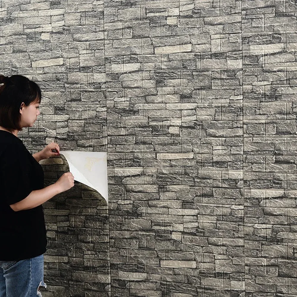 

12Pcs 35cmx30cm Living Room Imitation Brick Waterproof Self-adhesive Wallpaper 3D Wall Stickers