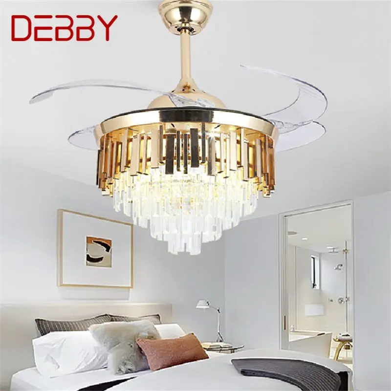 

DEBBY Ceiling Fan Light Invisible Luxury Crystal LED Lamp With Remote Control Modern For Home