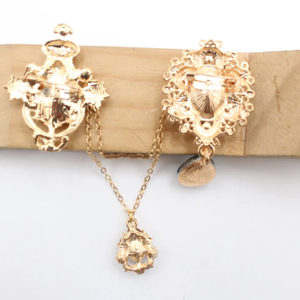 New alloy glass pin chain pearl flower plate pendant DIY clothing tie versatile for both men and women 2pcs/lot - view 6