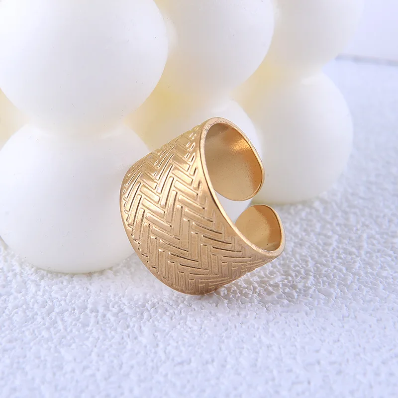 Silver Color Geometric Wide Open Ring For Women Couple Vintage Exaggerated Trendy Hip Hop Punk Creative Party Jewelry Gift