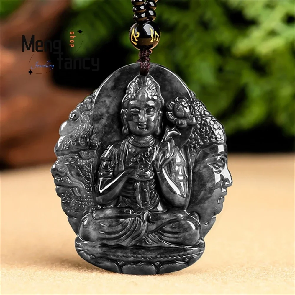 

Natural Myanmar A-goods Jadeite Wuji Species Eight Guardian God Zodiac Pendant Exquisite Retro Buddhist Amulets Fashion Jewelry